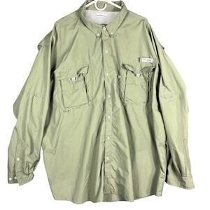 Columbia PFG Fishing Shirt Mens 4XT Green Bahama II Long Sleeve Omni-Shade UPF30